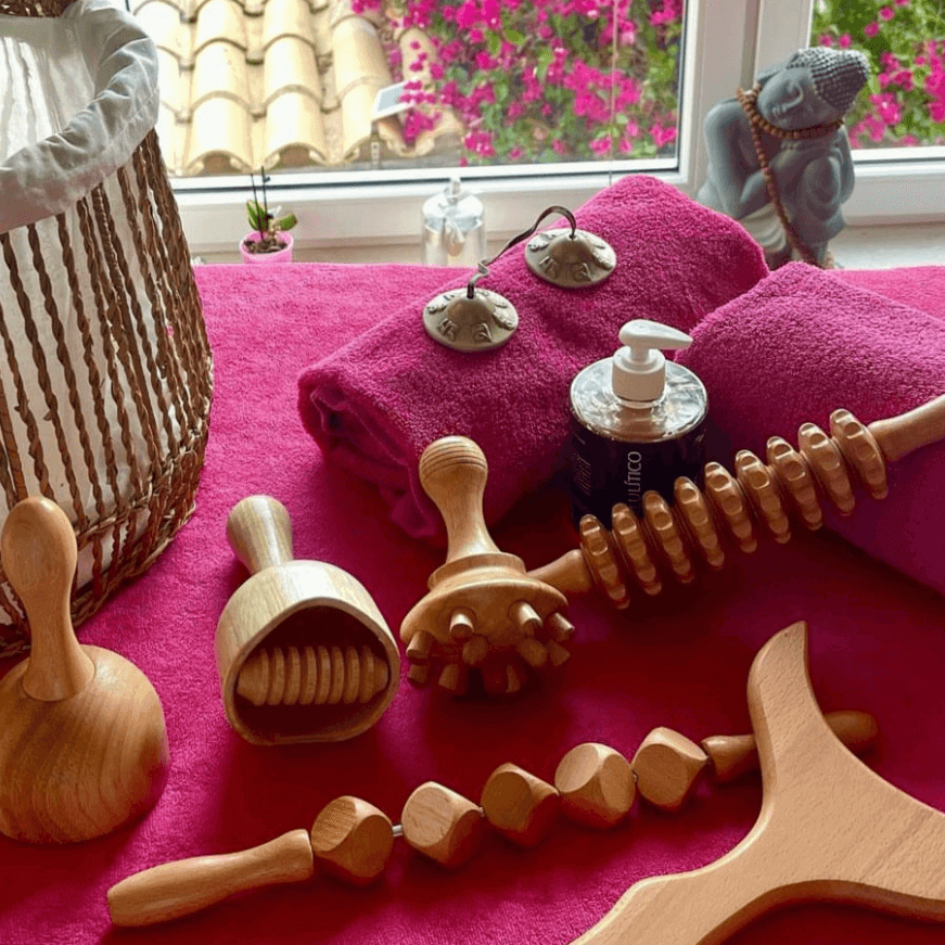 Maderoterapia/bambú - tratamiento en la consulta de Andratx, Mallorca - IRIS AURA SHOP