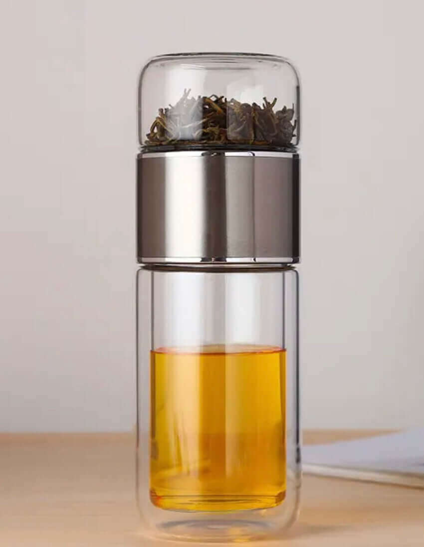 Botella de té de cristal con infusor de té integrado: ¡disfrute y estilo en uno! - TIENDA IRIS AURA