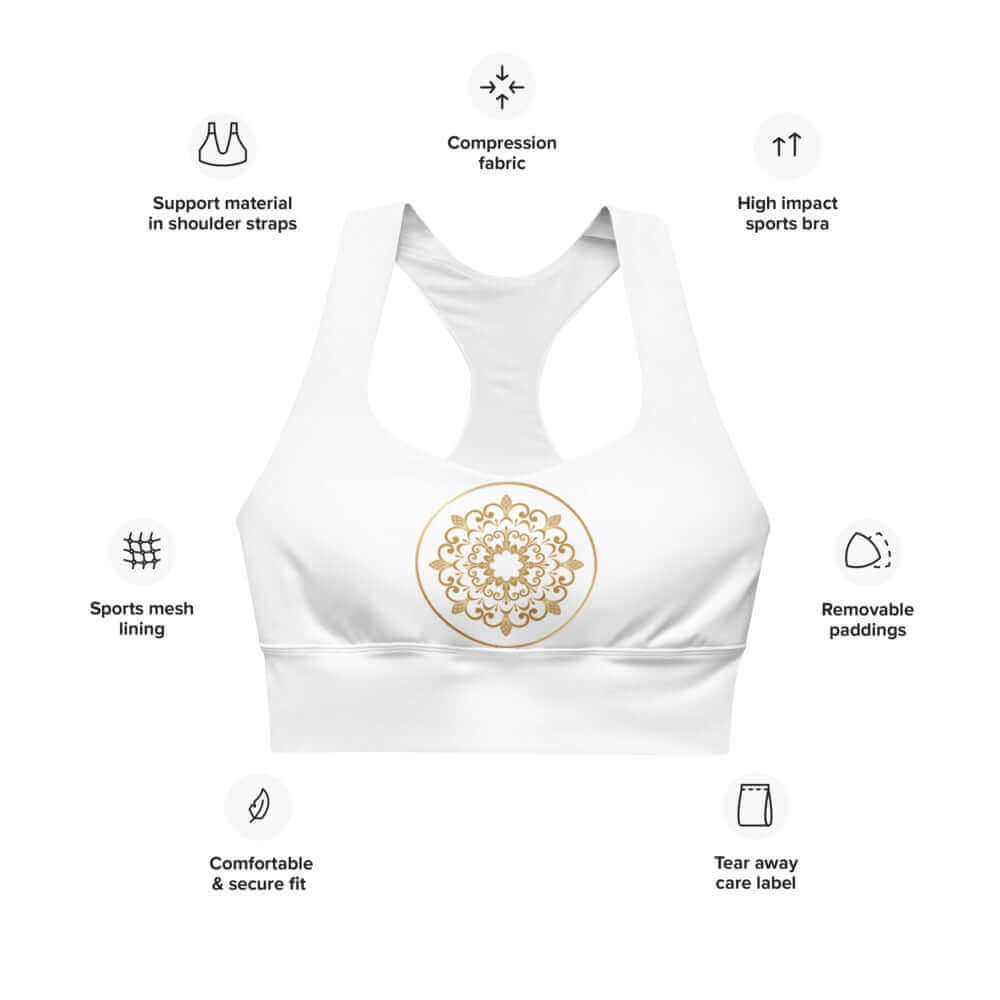 Longline-Sport-BH mit Symbol - IRIS AURA SHOP