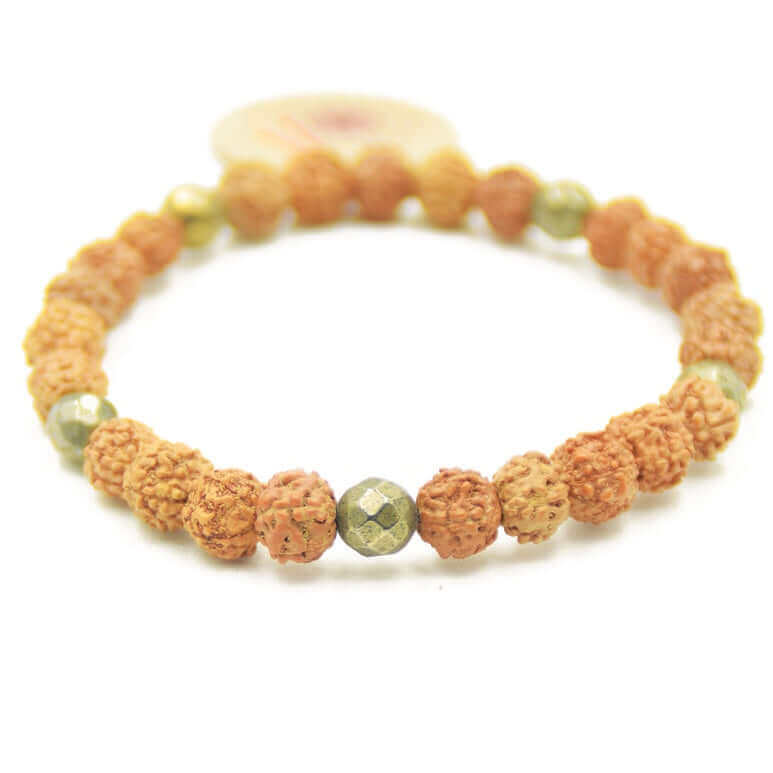 Mala Armband - Manifestation Mala - ein Zusammenspiel von Rudraksha und Pyrit - IRIS AURA SHOP