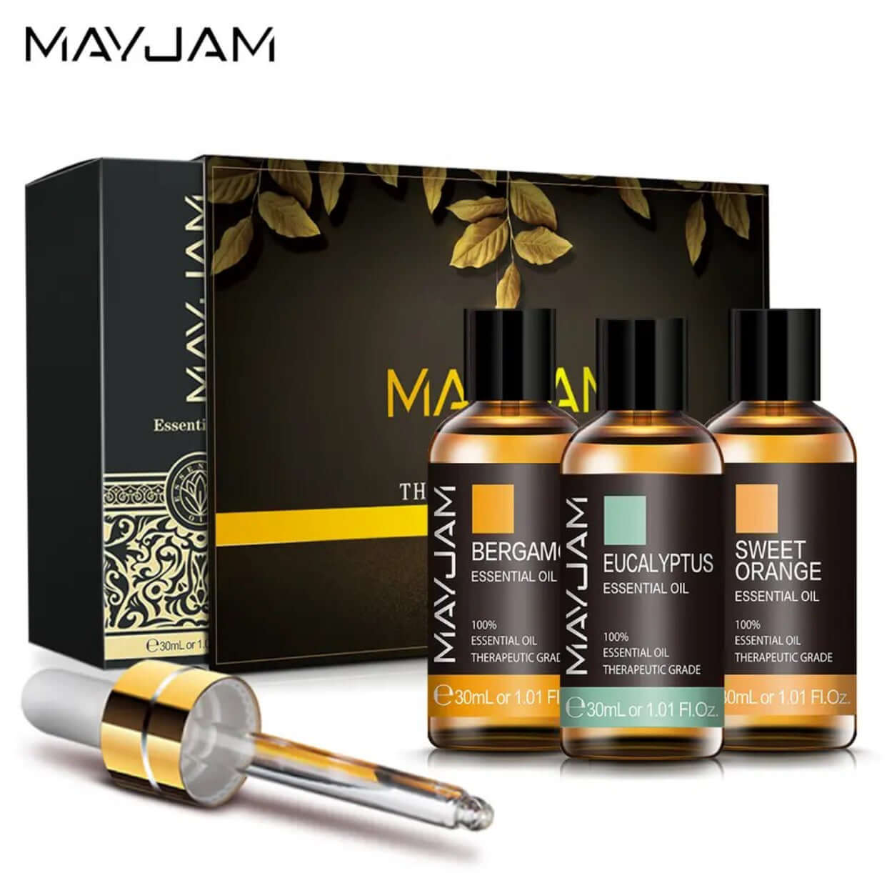 3er-Set MAYJAM Ätherische Öle - Uplift Mood - Verwöhnen Sie Ihre Sinne mit Süßorange, Eukalyptus & Bergamotte