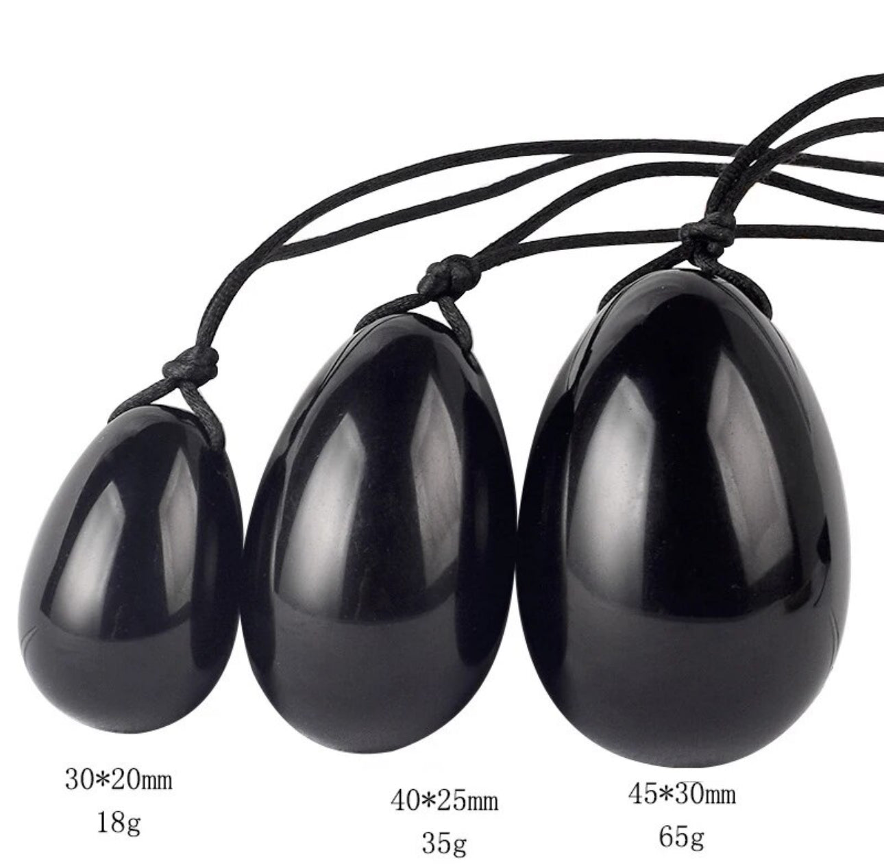 Black Obsidian Yoni Egg Set: Strengthen your pelvic floor with the natural Yoni egg (eggs in 3 sizes)