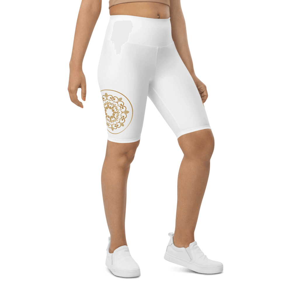 Radlerhose mit Chakra Symbol in Gold - IRIS AURA SHOP